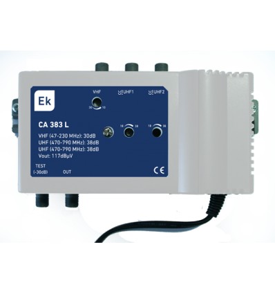 CA 383L Central amplificadora 3 entradas. VHF-UHF-UHF.Nivel de salidan117 dBuV