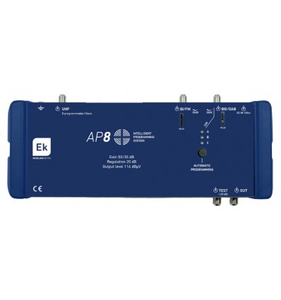 AP 8 Central autoprogramable 8 filtros UHF. 3 entradas. Nivel de salida. Autolevelling. LTE.